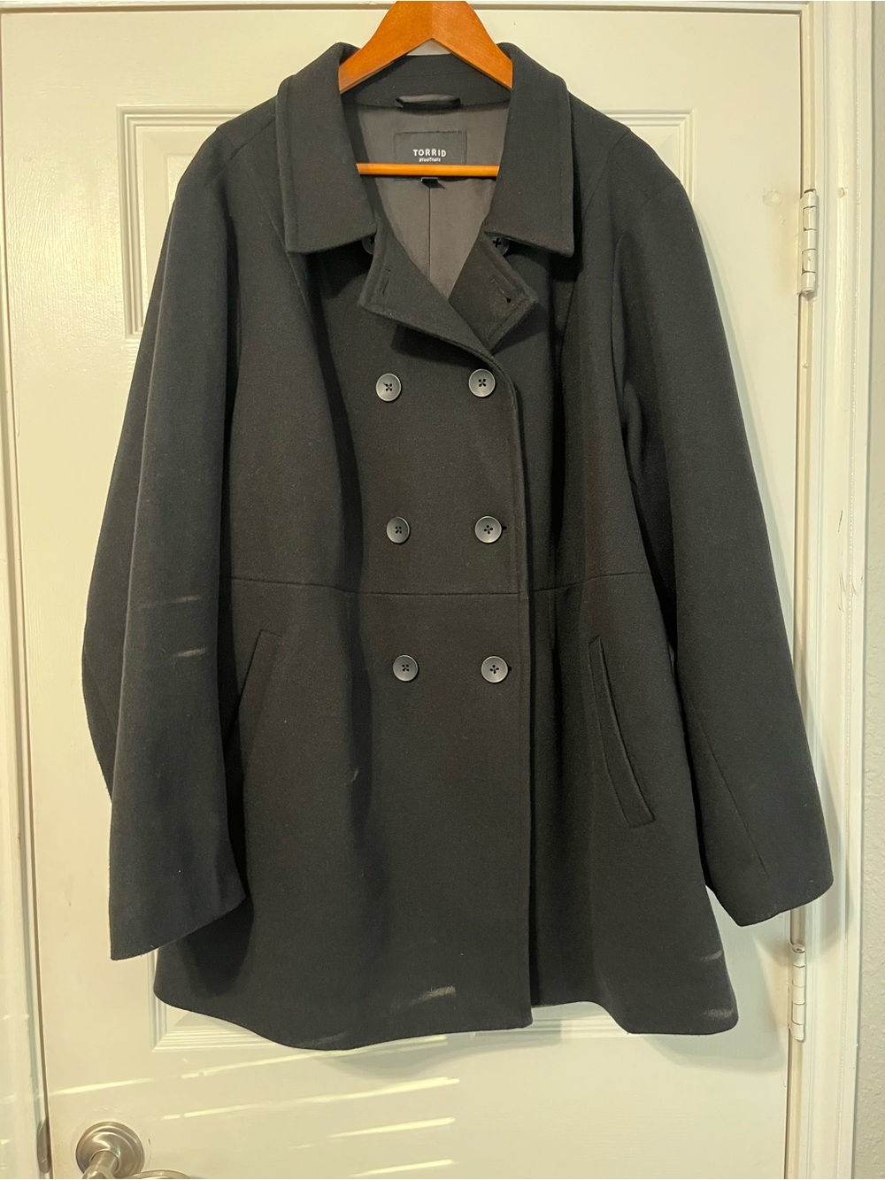 Torrid Black Double-Breasted Pea Coat Sz 4